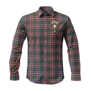 MacFarlane Hunting Modern Tartan Long Sleeve Button Up Shirt with Family Crest