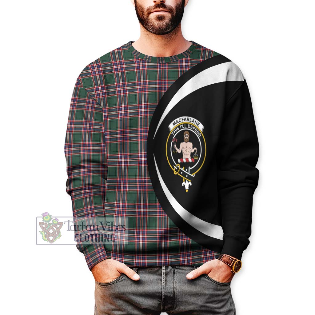 MacFarlane Hunting Modern Tartan Sweatshirt with Family Crest Circle Style - Tartan Vibes Clothing