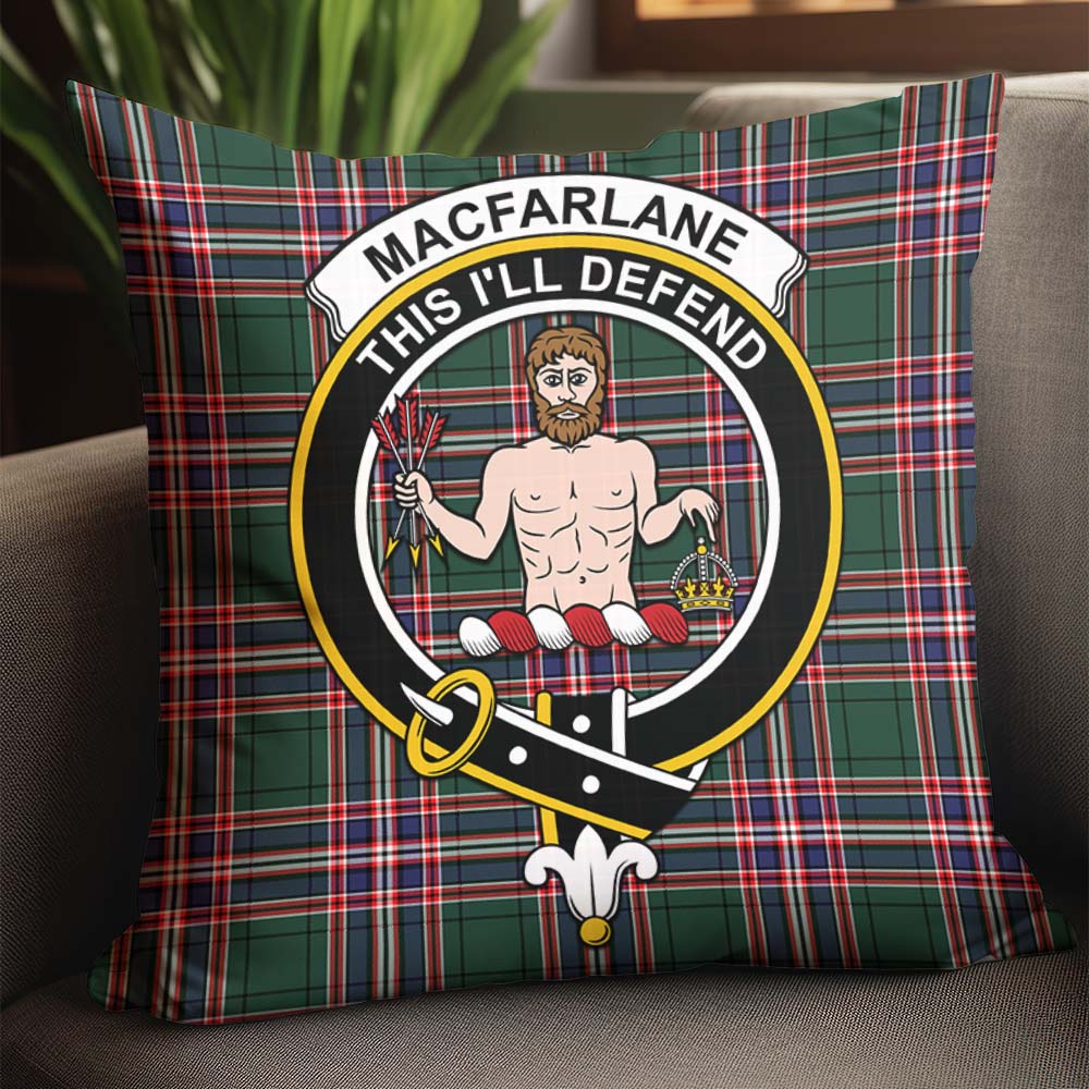 MacFarlane Hunting Modern Tartan Pillow Cover with Family Crest - Tartanvibesclothing