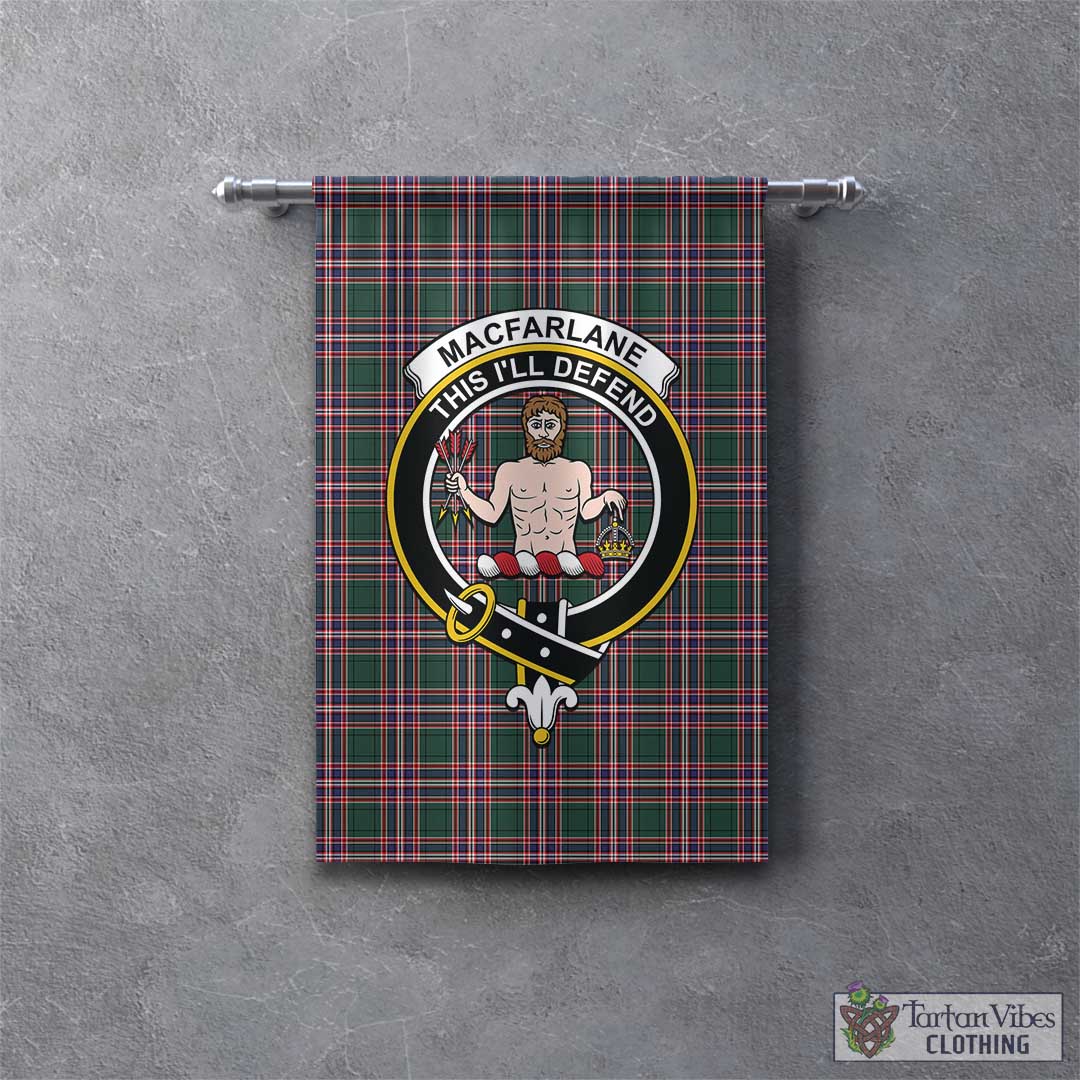 Tartan Vibes Clothing MacFarlane Hunting Modern Tartan Gonfalon, Tartan Banner with Family Crest