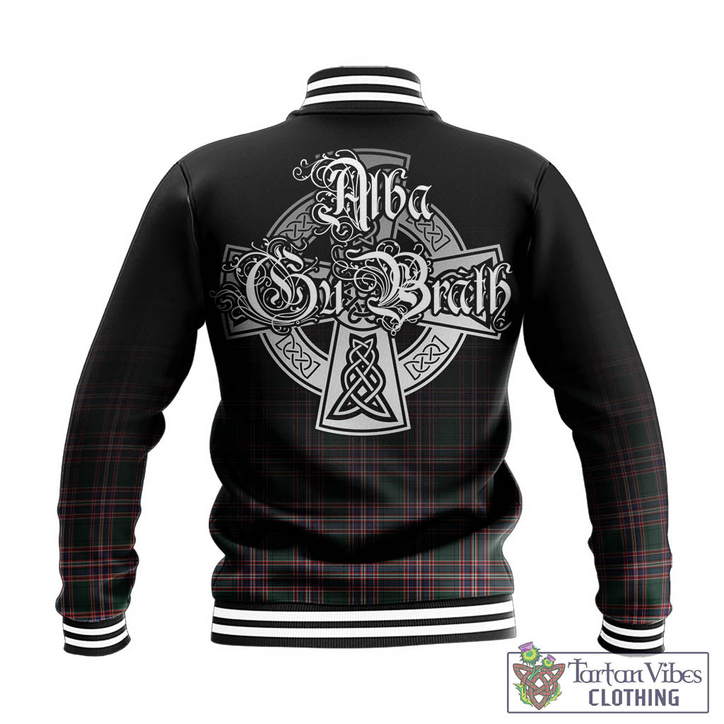 Tartan Vibes Clothing MacFarlane Hunting Modern Tartan Baseball Jacket Featuring Alba Gu Brath Family Crest Celtic Inspired
