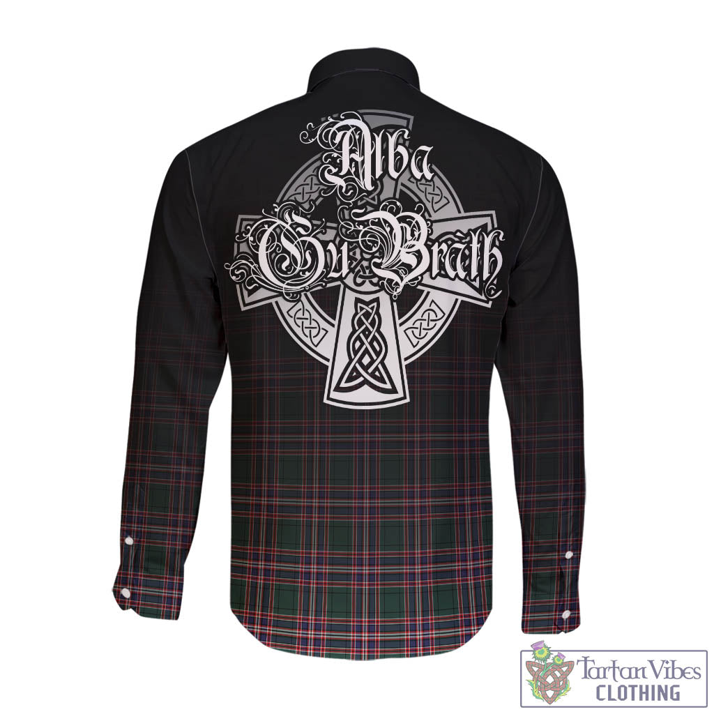 Tartan Vibes Clothing MacFarlane Hunting Modern Tartan Long Sleeve Button Up Featuring Alba Gu Brath Family Crest Celtic Inspired