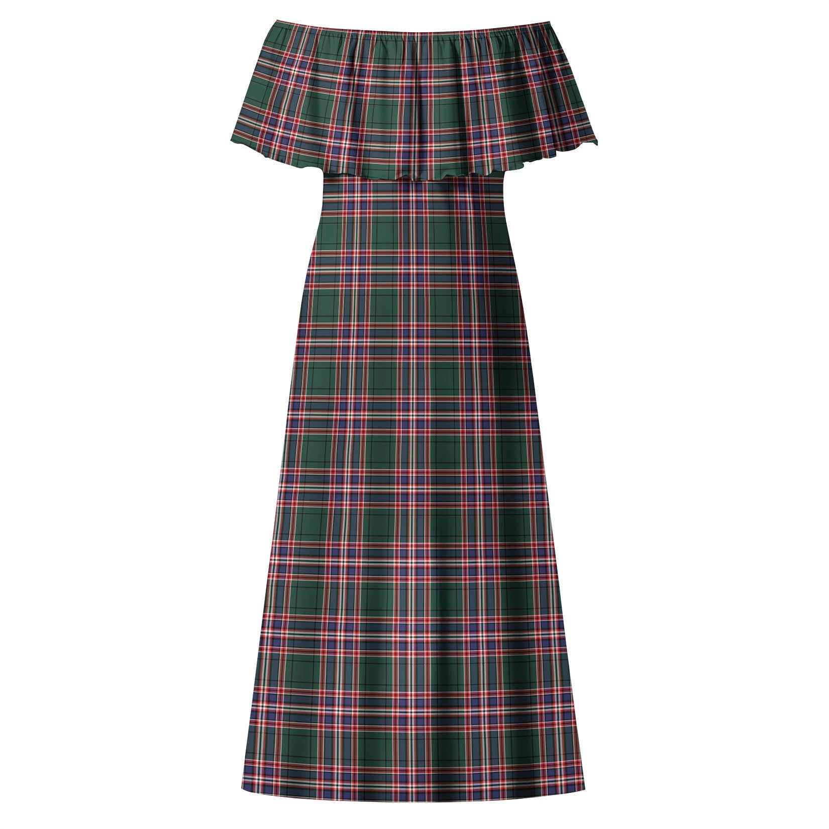 MacFarlane Hunting Modern Tartan Off Shoulder Long Dress - Tartanvibesclothing