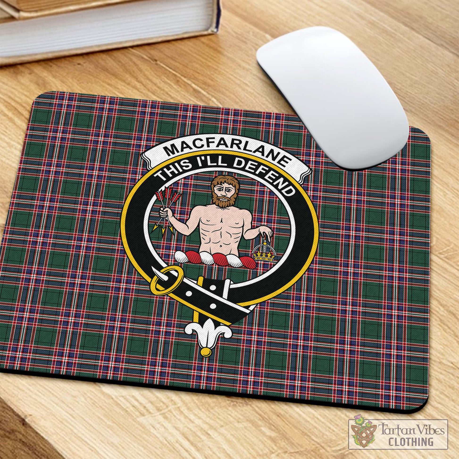 Tartan Vibes Clothing MacFarlane Hunting Modern Tartan Mouse Pad with Family Crest