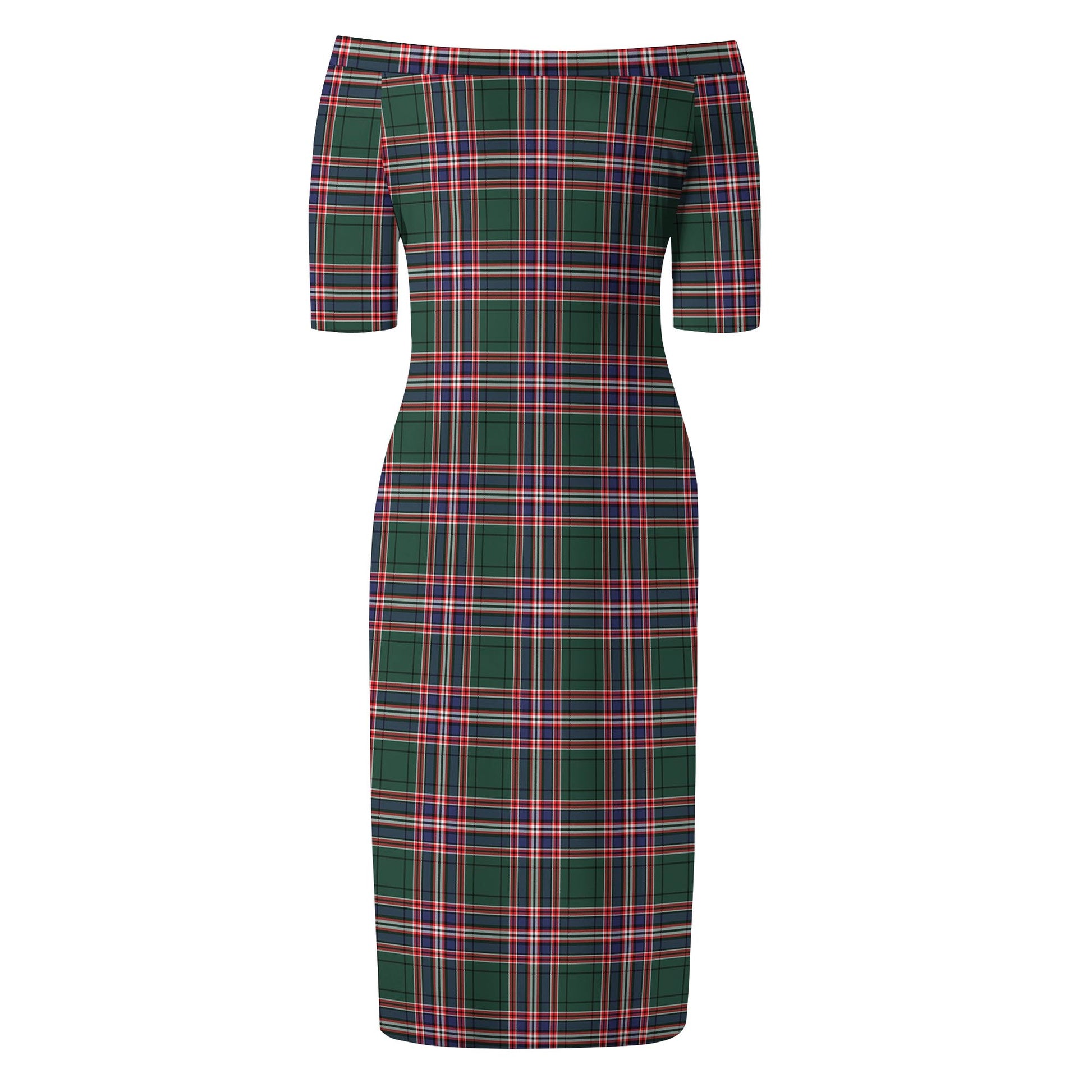 MacFarlane Hunting Modern Tartan Off Shoulder Lady Dress - Tartanvibesclothing