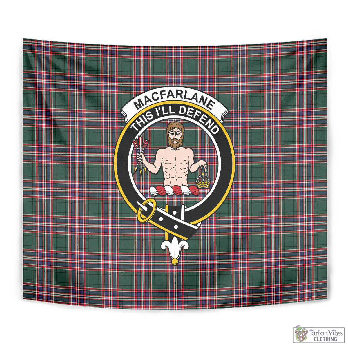 Tartan Vibes Clothing MacFarlane Hunting Modern Tartan Tapestry Wall Hanging and Home Decor for Room with Family Crest
