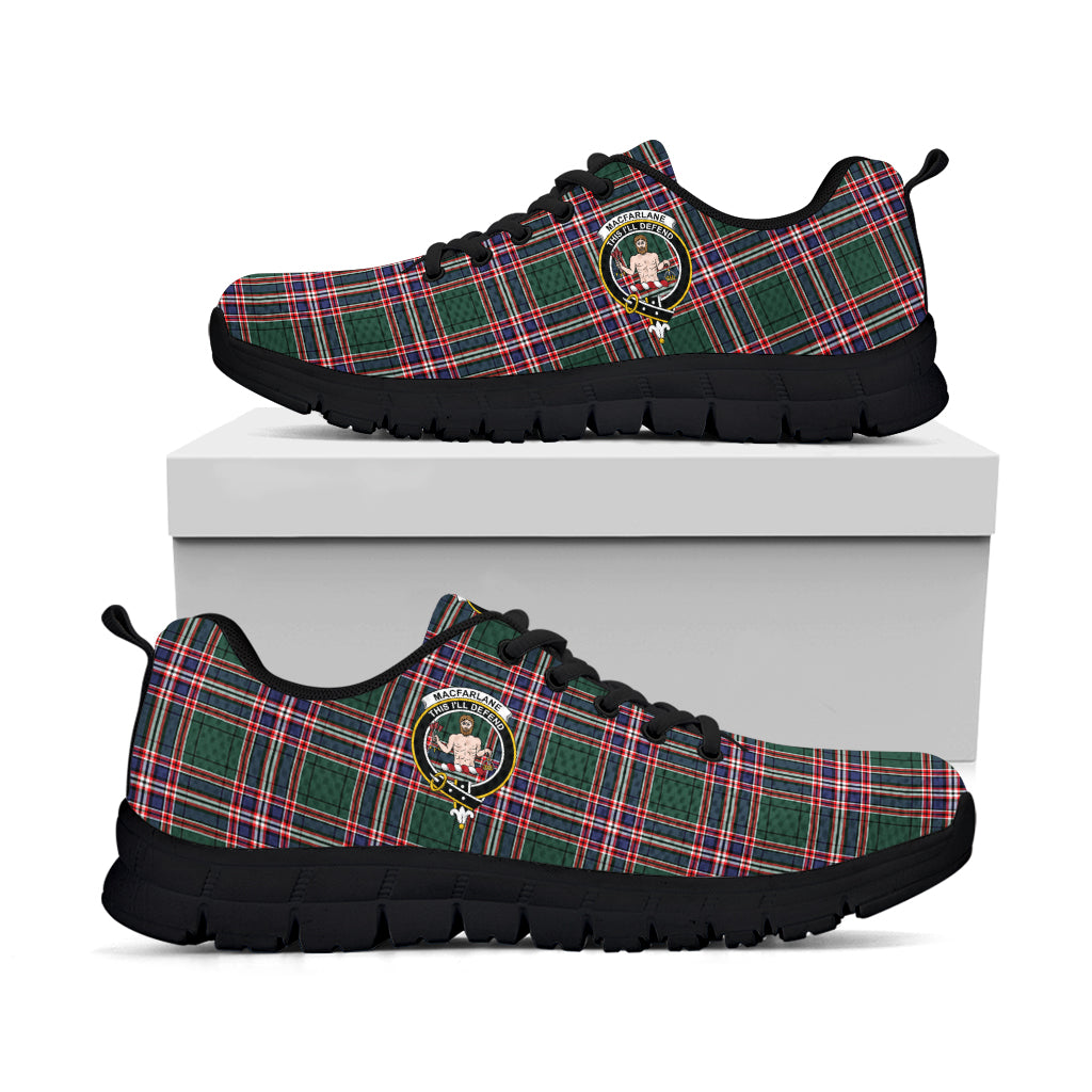 MacFarlane Hunting Modern Tartan Sneakers with Family Crest - Tartan Vibes Clothing