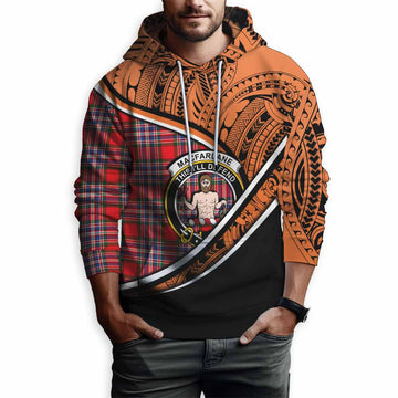 MacFarlane (McFarlane) Crest Tartan Hoodie with Polynesian Vibes Style - Orange Version