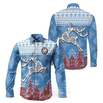 MacFarlane (McFarlane) Clan Christmas Long Sleeve Button Shirt Celtic Reindeer Style