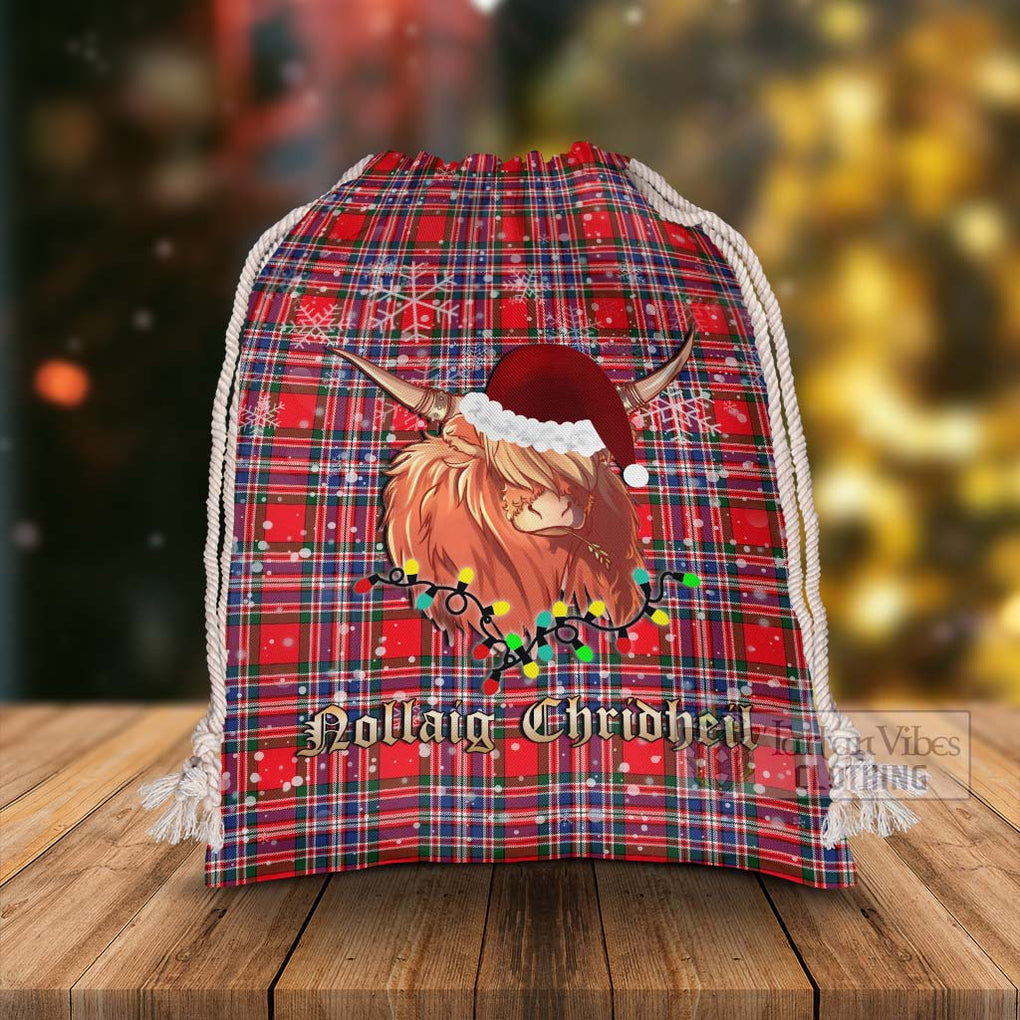 Tartan Vibes Clothing MacFarlane (McFarlane) Tartan Christmas Santa's Bag with Highland Cow