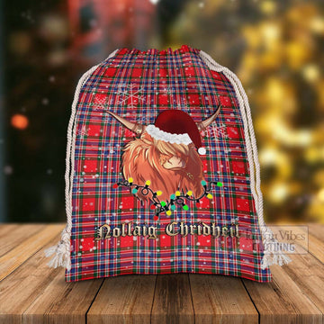 MacFarlane (McFarlane) Tartan Christmas Santa's Bag with Twinkle Highland Cattle