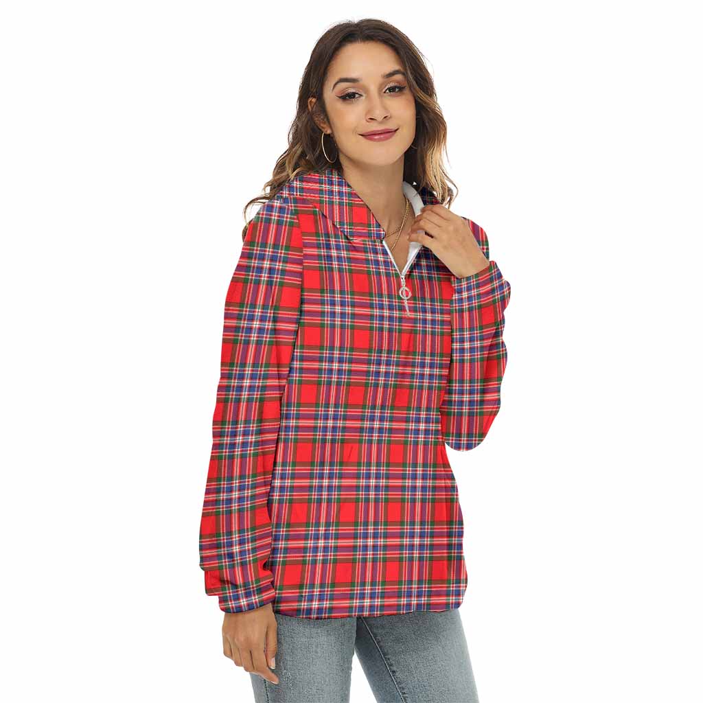 Tartan Vibes Clothing MacFarlane (McFarlane) Tartan Women's Borg  Half Zip Fleece Hoodie