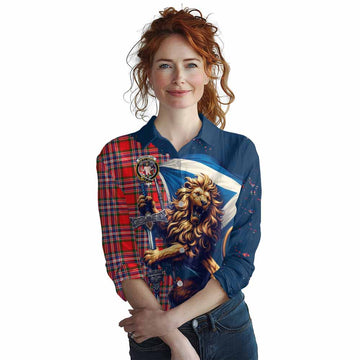 MacFarlane (McFarlane) Tartan Family Crest Women's Casual Shirt with Scottish Majestic Lion