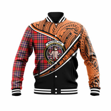 MacFarlane (McFarlane) Crest Tartan Baseball Jacket with Polynesian Vibes Style - Orange Version