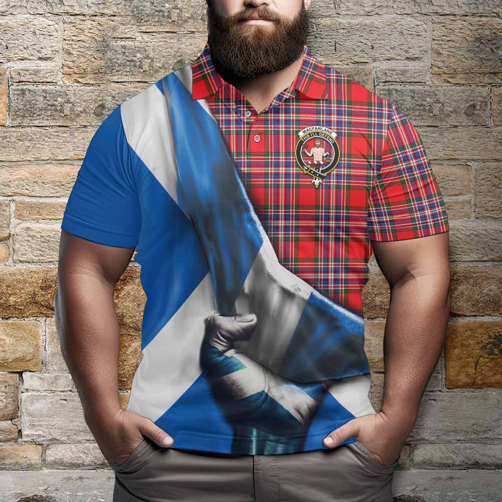 Tartan Vibes Clothing MacFarlane (McFarlane) Tartan Polo Shirt with Family Crest Scotland Patriotic Style