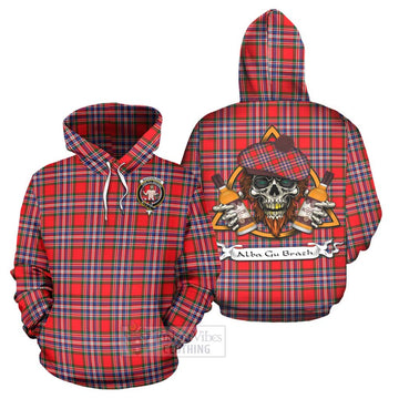 MacFarlane (McFarlane) Tartan Hoodie with Family Crest and Bearded Skull Holding Bottles of Whiskey