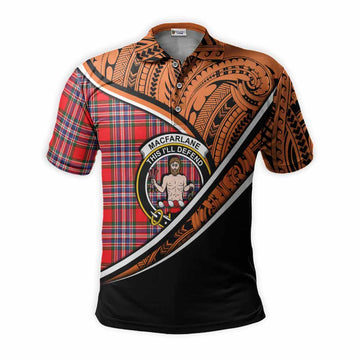 MacFarlane (McFarlane) Crest Tartan Polo Shirt with Polynesian Vibes Style - Orange Version