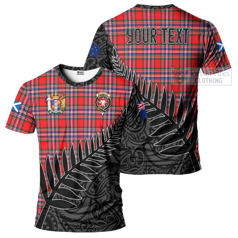 Tartan Vibes Clothing MacFarlane (McFarlane) Crest Tartan T-Shirt with New Zealand Silver Fern Half Style