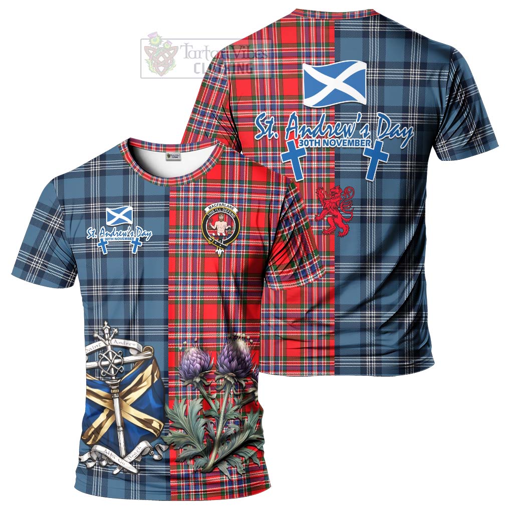 Tartan Vibes Clothing MacFarlane (McFarlane) Tartan T-Shirt Happy St. Andrew's Day Half Tartan Style