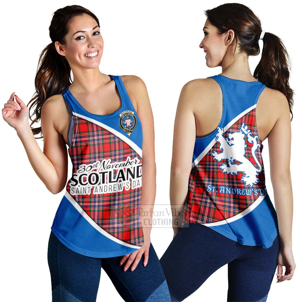 Tartan Vibes Clothing MacFarlane (McFarlane) Family Crest Tartan Women's Racerback Tanks Celebrate Saint Andrew's Day in Style