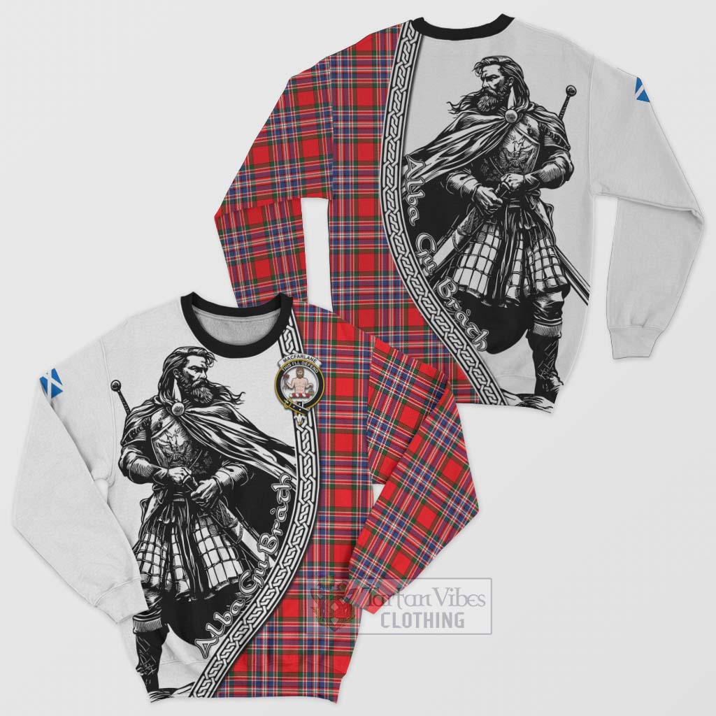 Tartan Vibes Clothing MacFarlane (McFarlane) Tartan Clan Crest Sweatshirt with Highlander Warrior Celtic Style