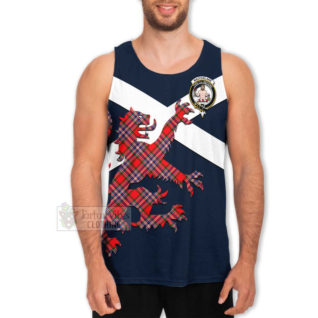 Tartan Vibes Clothing MacFarlane (McFarlane) Tartan Lion Rampant Men's Tank Top – Proudly Display Your Heritage with Alba Gu Brath and Clan Name