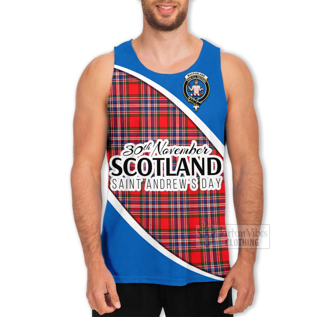 Tartan Vibes Clothing MacFarlane (McFarlane) Family Crest Tartan Men's Tank Top Celebrate Saint Andrew's Day in Style