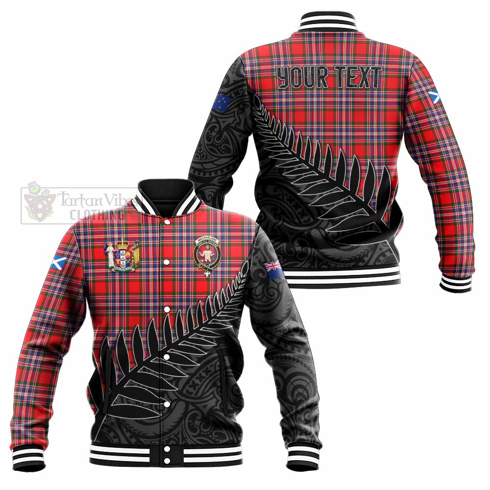 Tartan Vibes Clothing MacFarlane (McFarlane) Crest Tartan Baseball Jacket with New Zealand Silver Fern Half Style