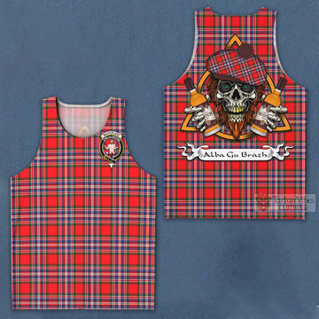 MacFarlane (McFarlane) Tartan Men's Tank Top with Family Crest and Bearded Skull Holding Bottles of Whiskey