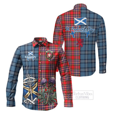 MacFarlane (McFarlane) Tartan Long Sleeve Button Shirt Happy St. Andrew's Day Half Tartan Style