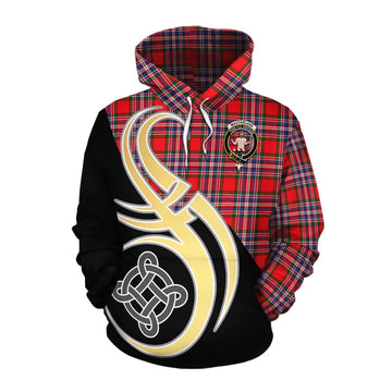 MacFarlane (McFarlane) Tartan Cotton Hoodie with Family Crest and Celtic Symbol Style