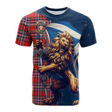 MacFarlane (McFarlane) Tartan Family Crest Cotton T-shirt with Scottish Majestic Lion