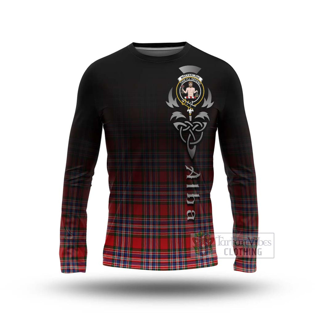 Tartan Vibes Clothing MacFarlane (McFarlane) Tartan Long Sleeve T-Shirt Featuring Alba Gu Brath Family Crest Celtic Inspired