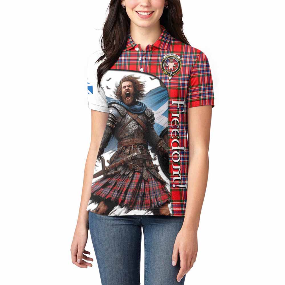 Tartan Vibes Clothing MacFarlane (McFarlane) Crest Tartan Women's Polo Shirt Inspired by the Freedom of Scottish Warrior