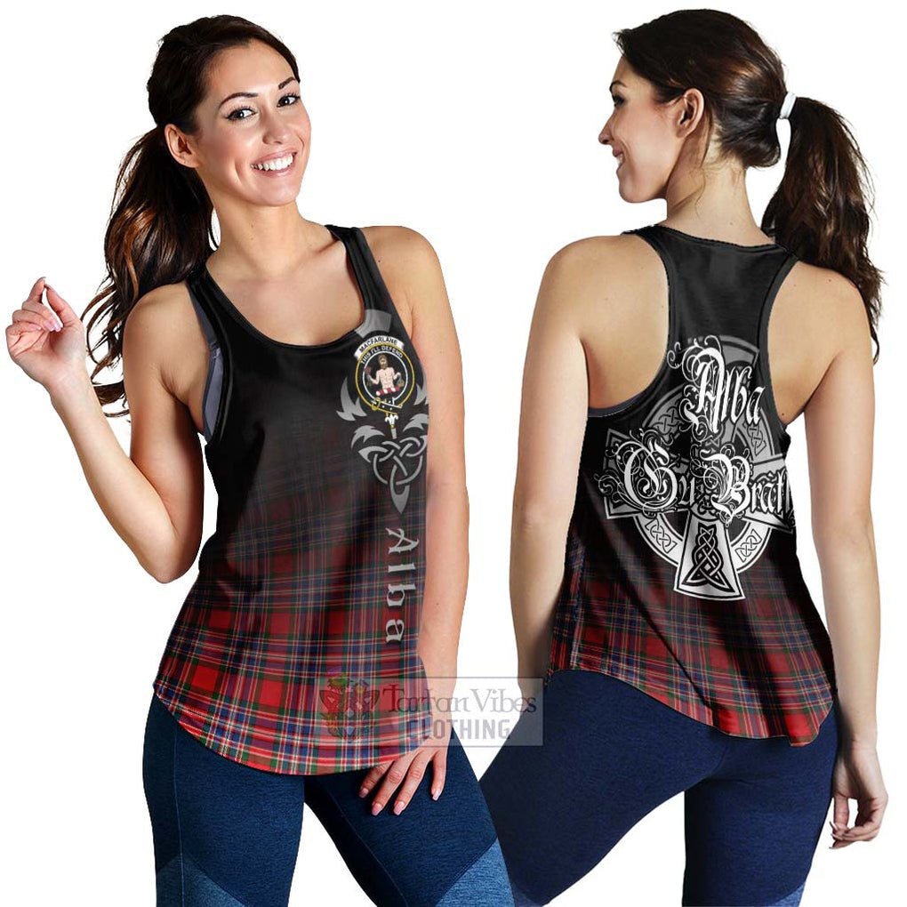 Tartan Vibes Clothing MacFarlane (McFarlane) Tartan Women's Racerback Tanks Featuring Alba Gu Brath Family Crest Celtic Inspired