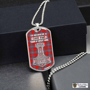 MacFarlane (McFarlane) Tartan Dog Tag Necklace Viking Mjolnir Style