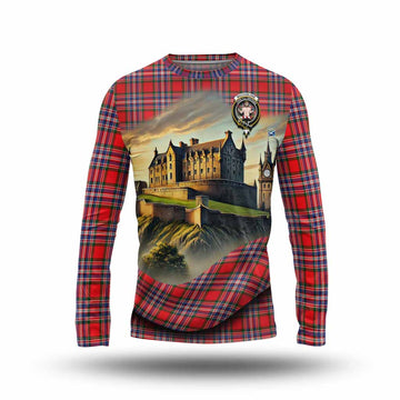 MacFarlane (McFarlane) Tartan Family Crest Long Sleeve T-Shirt with Scottish Ancient Castle Style Unisex - Tartan Vibes Clothing