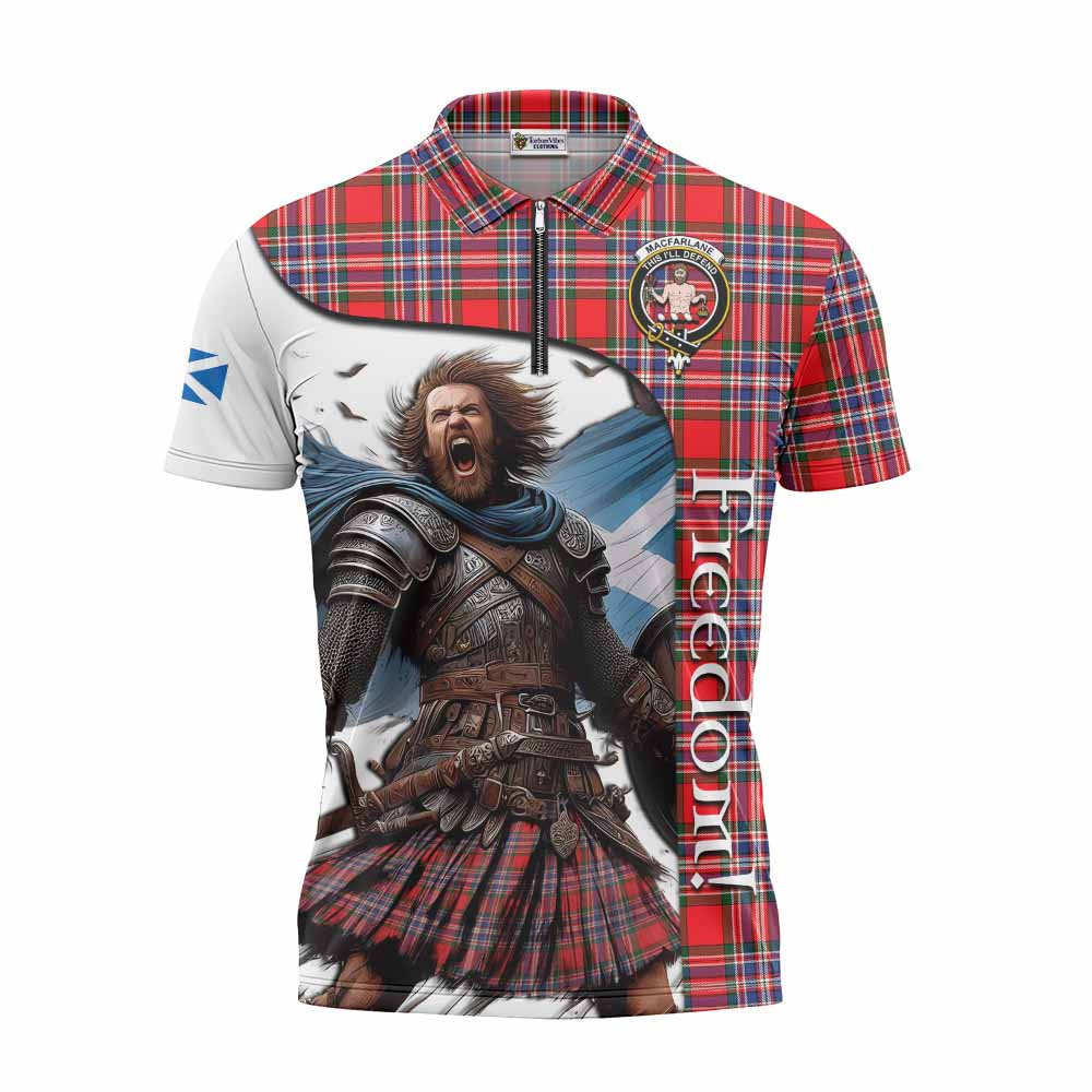 Tartan Vibes Clothing MacFarlane (McFarlane) Crest Tartan Zipper Polo Shirt Inspired by the Freedom of Scottish Warrior