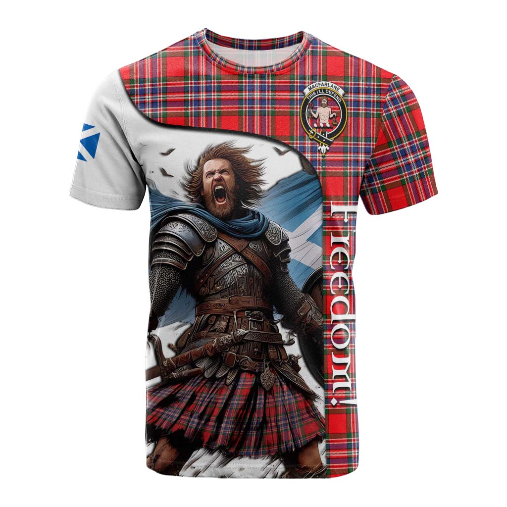 Tartan Vibes Clothing MacFarlane (McFarlane) Crest Tartan Cotton T-shirt Inspired by the Freedom of Scottish Warrior