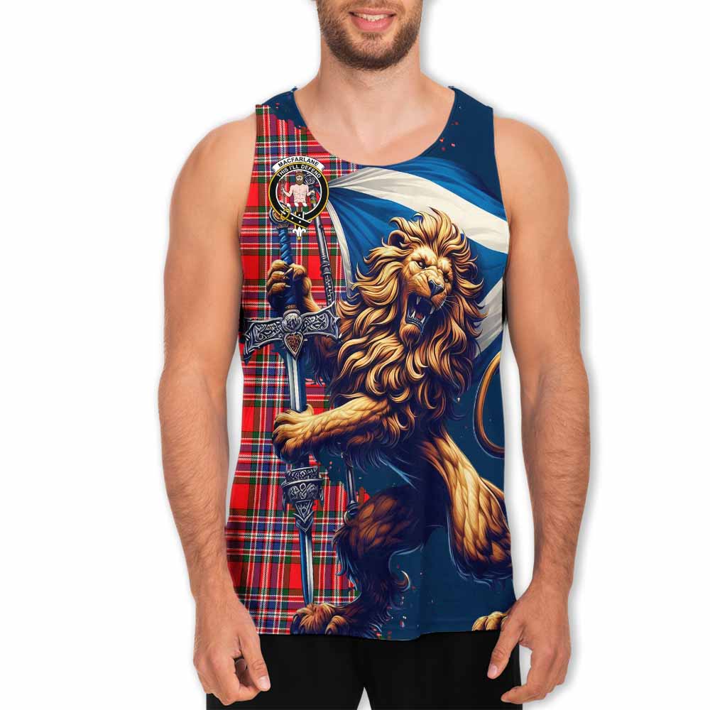 Tartan Vibes Clothing MacFarlane (McFarlane) Tartan Family Crest Men's Tank Top with Scottish Majestic Lion