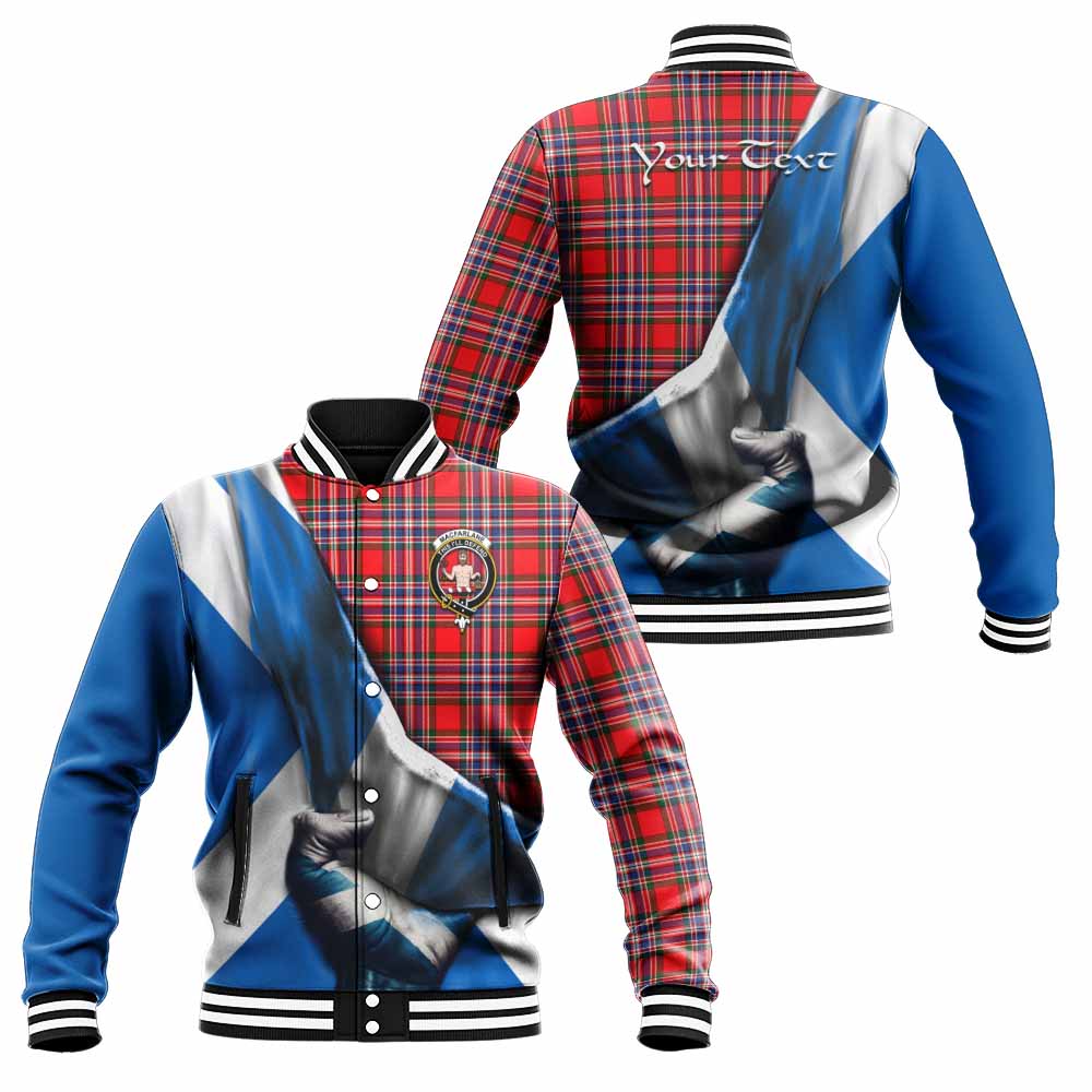 Tartan Vibes Clothing MacFarlane (McFarlane) Tartan Baseball Jacket with Family Crest Scotland Patriotic Style