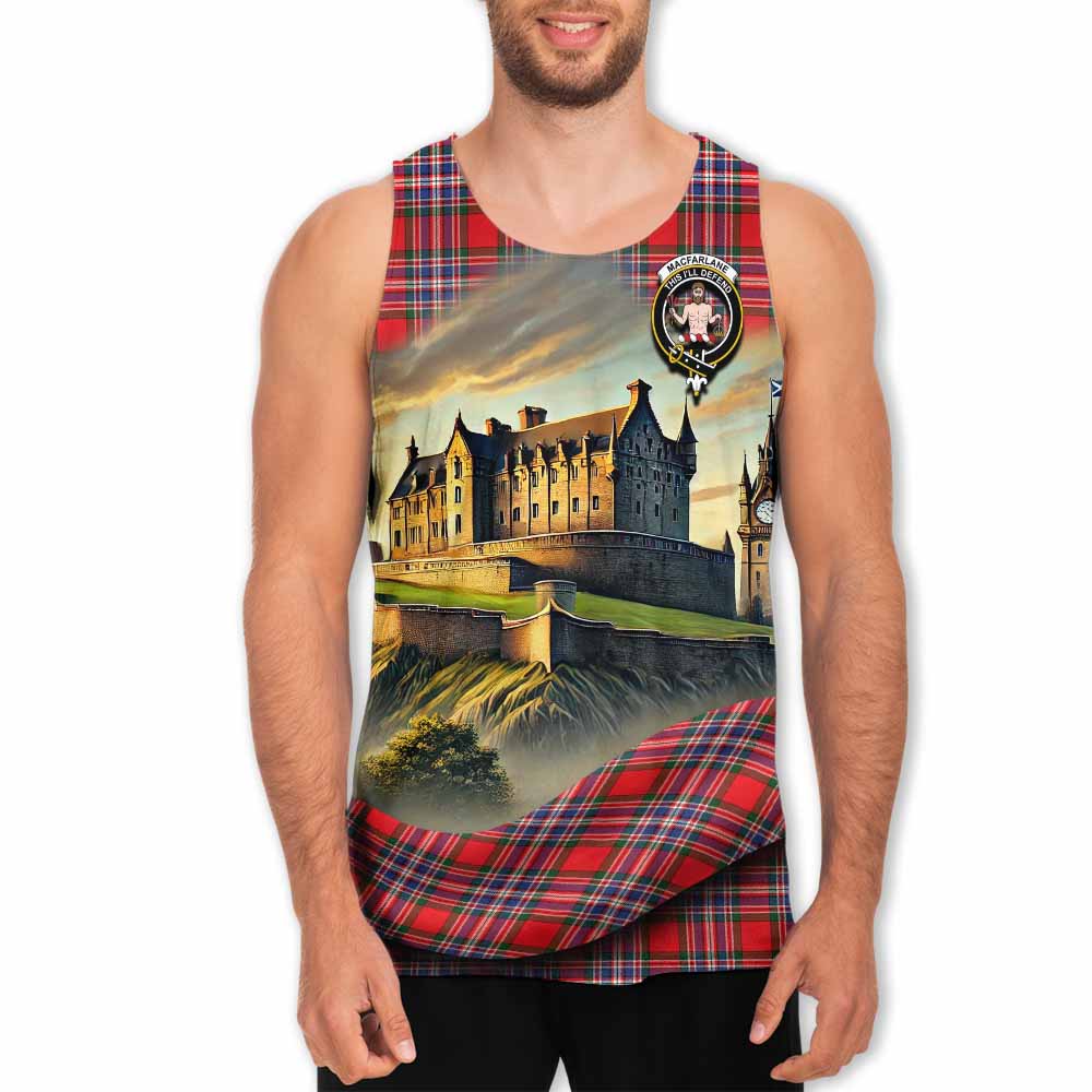 MacFarlane (McFarlane) Tartan Family Crest Men's Tank Top with Scottish Ancient Castle Style Men - Tartan Vibes Clothing
