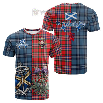 MacFarlane (McFarlane) Tartan Cotton T-shirt Happy St. Andrew's Day Half Tartan Style