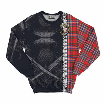 MacFarlane (McFarlane) Tartan Sweatshirt with Family Crest Cross Sword Thistle Celtic Vibes