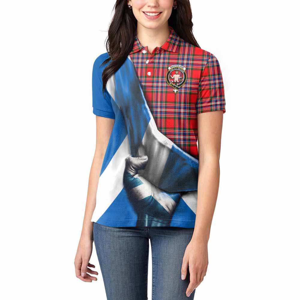 Tartan Vibes Clothing MacFarlane (McFarlane) Tartan Women's Polo Shirt with Family Crest Scotland Patriotic Style