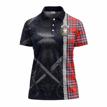 MacFarlane (McFarlane) Tartan Women's Polo Shirt with Family Crest Cross Sword Thistle Celtic Vibes Women - Tartan Vibes Clothing