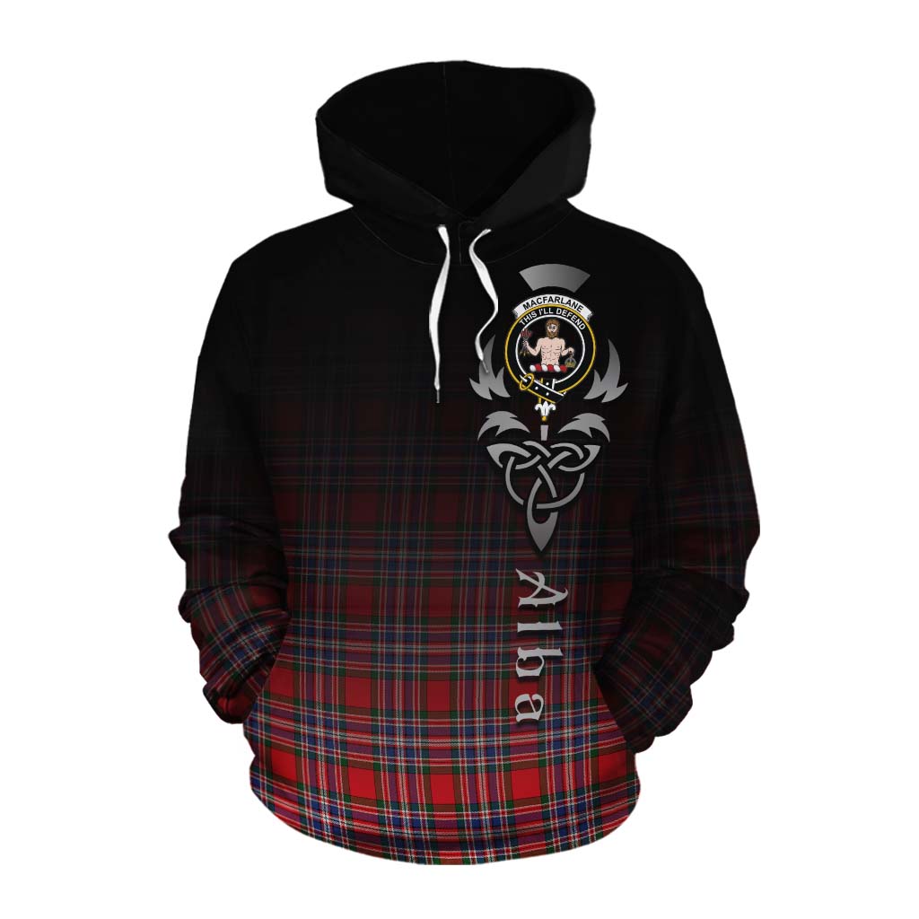 Tartan Vibes Clothing MacFarlane (McFarlane) Tartan Cotton Hoodie Featuring Alba Gu Brath Family Crest Celtic Inspired