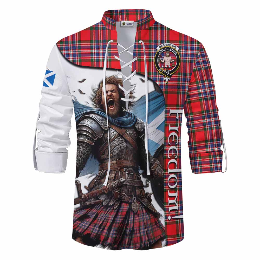 Tartan Vibes Clothing MacFarlane (McFarlane) Crest Tartan Ghillie Kilt Shirt Inspired by the Freedom of Scottish Warrior