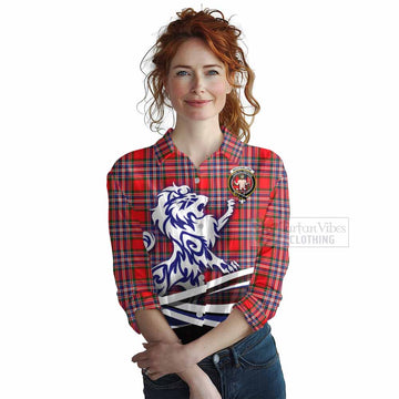 MacFarlane (McFarlane) Tartan Women's Casual Shirt with Alba Gu Brath Regal Lion Emblem