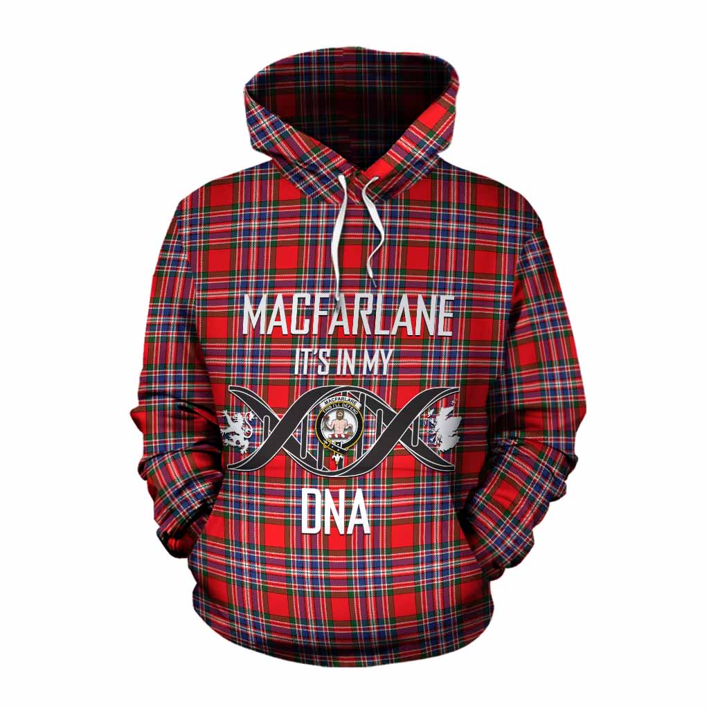 Tartan Vibes Clothing MacFarlane (McFarlane) Tartan Cotton Hoodie with Family Crest DNA In Me Style